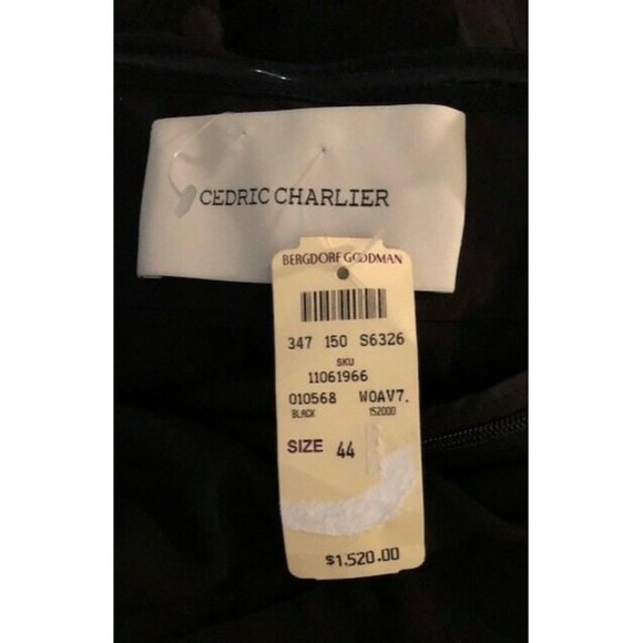NWT $1500 CEDRIC CHARLIER SEEING DOTS BLACK CHIFFON STRAPLESS DRESS SIZE 10 - Picture 9 of 9